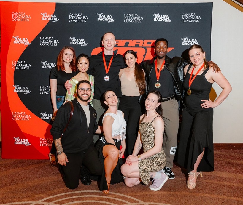 EM dancers with their medals at the Toronto Salsa Bachata Festival